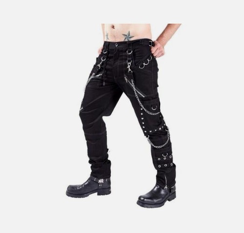 Black punk men pants casual - black,
