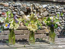  12 x 250ml Retro Glass milk bottles Gold lids, wedding favours, spices, flowers