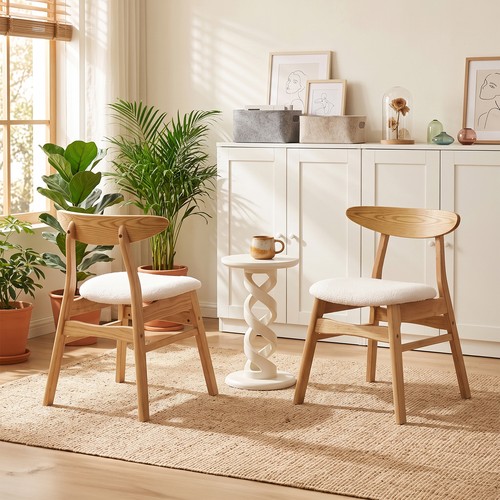 2pcs boucle wooden armchair - 2pcs,