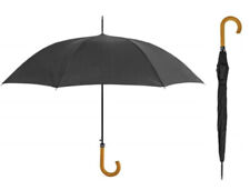Classic Walking Stick Umbrella Wooden Crook Handle Long Black Wedding Brolly