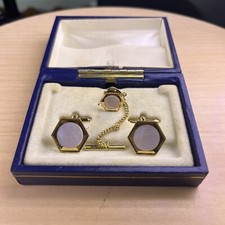 Mother of Pearl Cufflinks And Tie Pin
