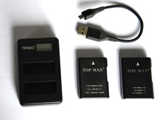 Top-Max USB charger & Two ENEL14 Batteries For Nikon D5200,D5100, D3100, D3200
