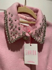 Pink crystal collar detail