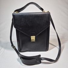 Vintage Black Leather Handbag Ladies Shoulder Bag Envelope Briefcase 