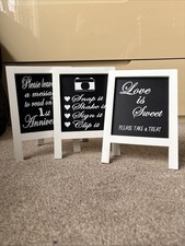 Three Mini White Wedding Sign Easels for Display