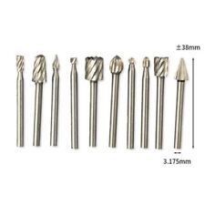 10pcs HSS Router Grinding Burr Wood Rotary Files Set Fit For Dremel Accessories