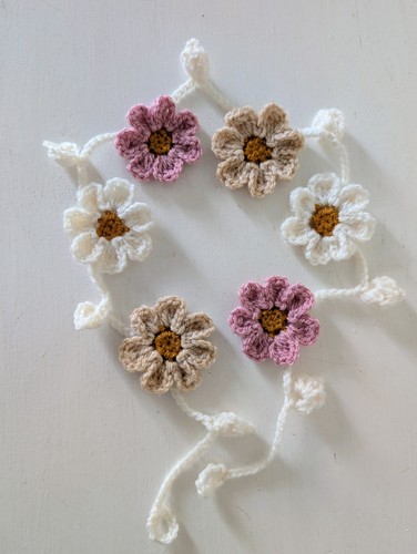 Hand crochet pastel flowers