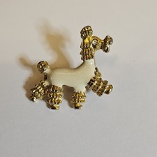 Beautiful Goldtone and Enamelled Vintage French Poodle Brooch Pin