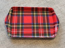 Red Checkered Vintage Style Melamine Tea Tray