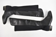 Hogl Women's Boots Size UK 4 Black Leather Knee High Stretch Zip Up Gold Trim 