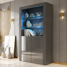 170cm Display Cabinet Grey