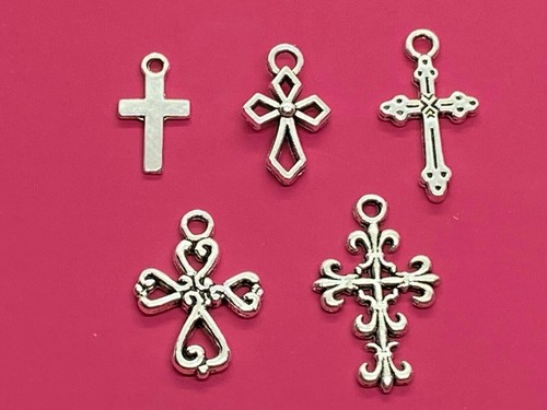 Tibetan silver cross charms - tibetan,