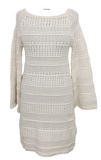 Zara Women's Dress Size M White A-Line Ribbed Knit Long Sleeve Kimono Used F1