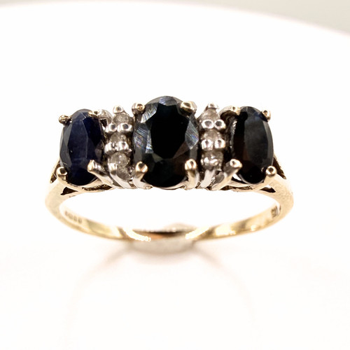 9ct gold sapphire diamond - gold,