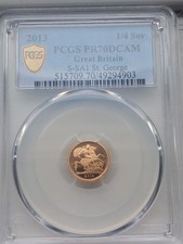 2013 ELIZABETH 11 GOLD QUARTER SOVEREIGN PCGS PR70 DCAM