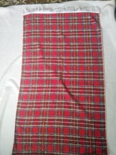 Clantex Oversized Hand Towel Tartan Scotland White Fringe Cotton Vintage