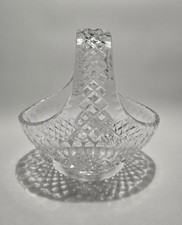 Heavy Crystal Cut Glass Basket With Handle Vintage VGC