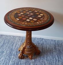 Circular Pedestal / Cocktail / Reception Table  Pietra Dura Mahogany Skirt/Apron