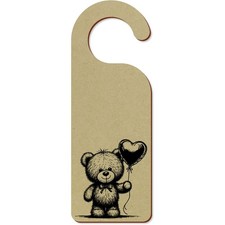 'Teddy Bear With Heart Balloon' 200mm x 72mm Door Hanger / Sign (DH00046616)