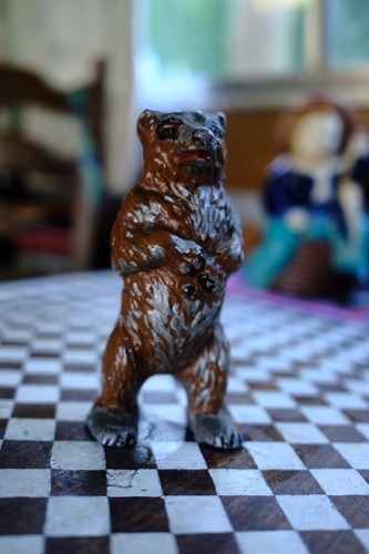 Antique cast iron painted bear - cast,