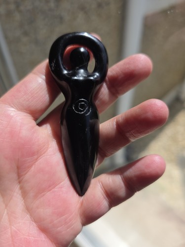 Black obsidian crystal goddess - obsidian,