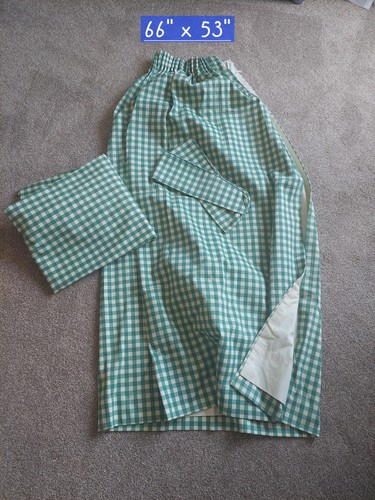 Green gingham check curtains - green,