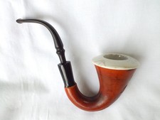 Calabash gourd pipe with an incised "daffodil" decs & a ceramic bowl