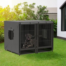 Heavy Strong Dog Cage Metal Kennel High Anxiety Dog Crate fr Porch Lawn Backyard