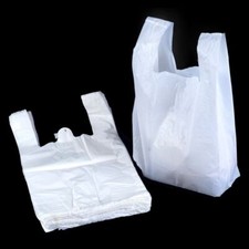 PLASTIC VEST CARRIER BAGS WHITE BAG *ALL SIZES* - SUPERMARKETS STALLS SHOPS