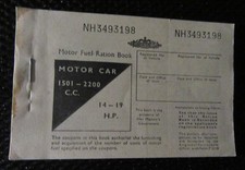 Motor Fuel Ration Book 150l - 2200 c.c. unused