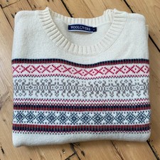 WOOLOVERS Jumper Women Medium Fairisle Nordic 100% Pure New Wool Cream