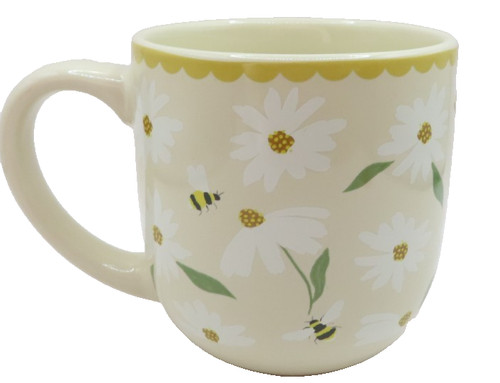 Bee daisies mug ceramic - bee,