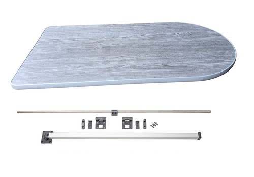 Curved grey wood table - wood,