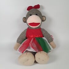 Build A Bear Sock Monkey  Bear  Red Green White Tutu Teddy 17" Soft Toy Plush
