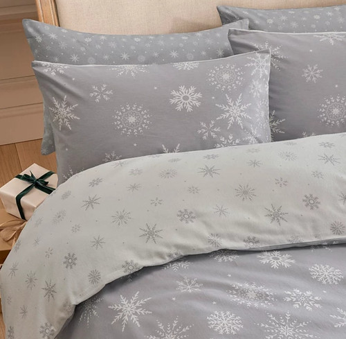 Grey snowflake brushed cotton - grey,