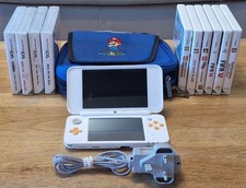 New Nintendo 2DS XL Orange & White Bundle with 10 Games OG Charger & Case
