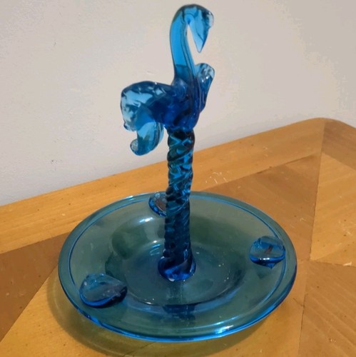 Vintage quirky blue - glass, swan