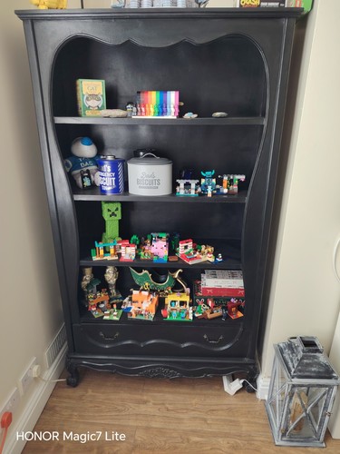 Large bookcase with - large, scroll