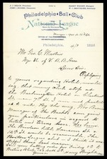 Signed 1892 Harry Wright (HOF)