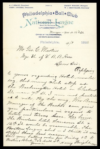 Signed 1892 harry wright - 1892,