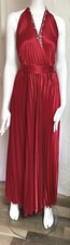 Stunning Joseph Ribkoff Red Alter neck Pleated Dress Size 12 Made In Canada ??