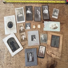  17 x Antique Small Victorian & Edwardian  Photos - Ladies, Men, Children 