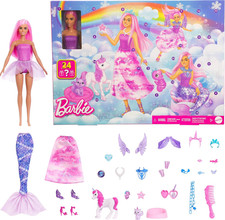 Barbie Advent Calendar with Doll & 24 Surprise Toy Accessories Including Unicorn