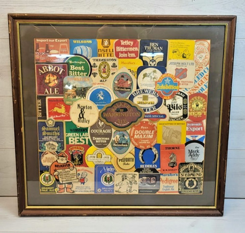 Vintage framed beer mat - vintage,