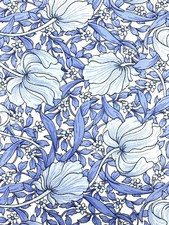 Pimpernel style cotton fabric Art Nouveau Morris style floral blue white lawn