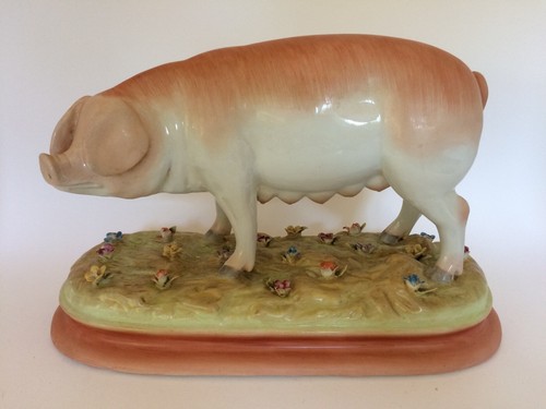 Large porcelain pig figurine - large,