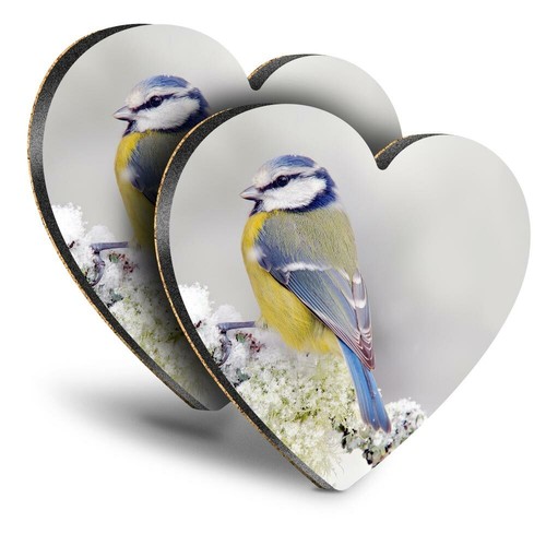 Heart mdf coasters blue - 2x,