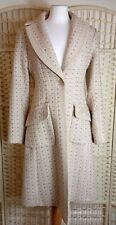 Laura Ashley Cream Coat Size 10 Wool Blend Silk Lining Embroidered Pockets