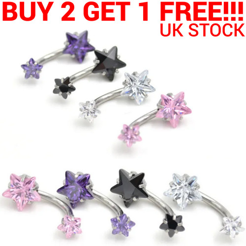 Star belly bar navel crystal - navel,
