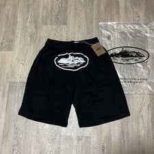 Corteiz Rules The World Alcatraz OG Summer Shorts - Black / White (MEDIUM) 